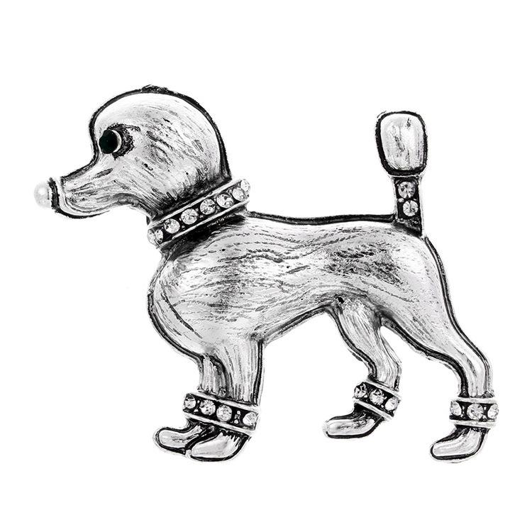 SKEDS Luxury Crystal Animal Rabbit Dog Brooches For Women Men Enamel Fashion Accessories Women's Men's Buckle Badges Brooch Pin