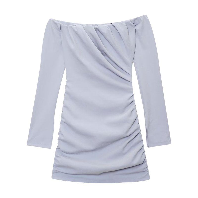 Zaprha 2025 New Sexy off-Shoulder off-Shoulder Collar Fashion Slim fit Pleat Decoration Short Dress 3644303