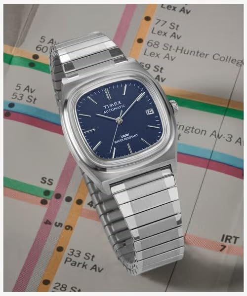 TIMEX Automatic Automatic Analog Watch E-Line (Stainless Steel/Silver/Blue)