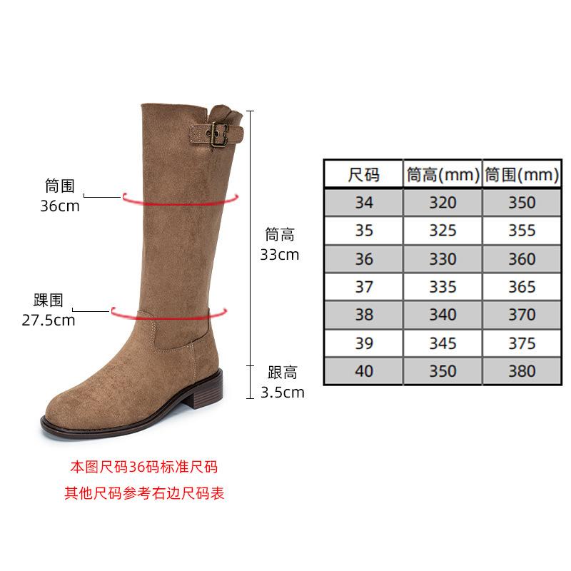Grape Mother of the Same Style, the New Maillard Pointed Round Head Leather Boots Buckle with Thick Heel Medium and High Boots 2025 Women's Autumn