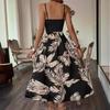 Summer Women Casual Sleeveless Strapless Camisole Dress High Waist A-Line Long Dresses Solid Color Print Suspender XS XL Spring
