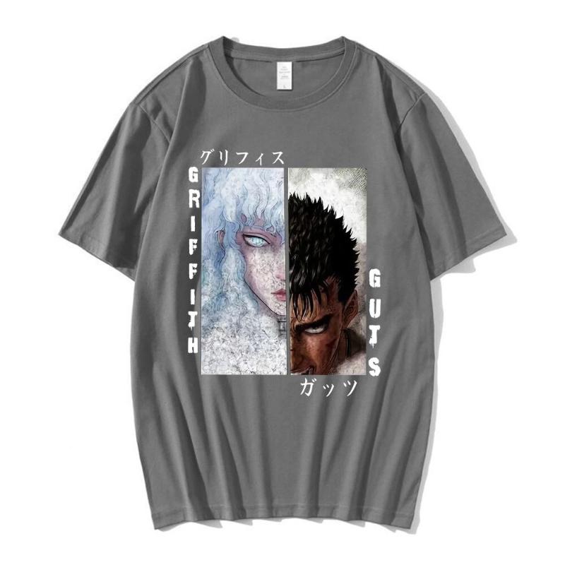 Anime Berserk Guts Griffith Print T Shirt Funny Manga T-Shirt Clothes Hip Hop Vintage Men Women Harajuku Oversized T-Shirts W22Q