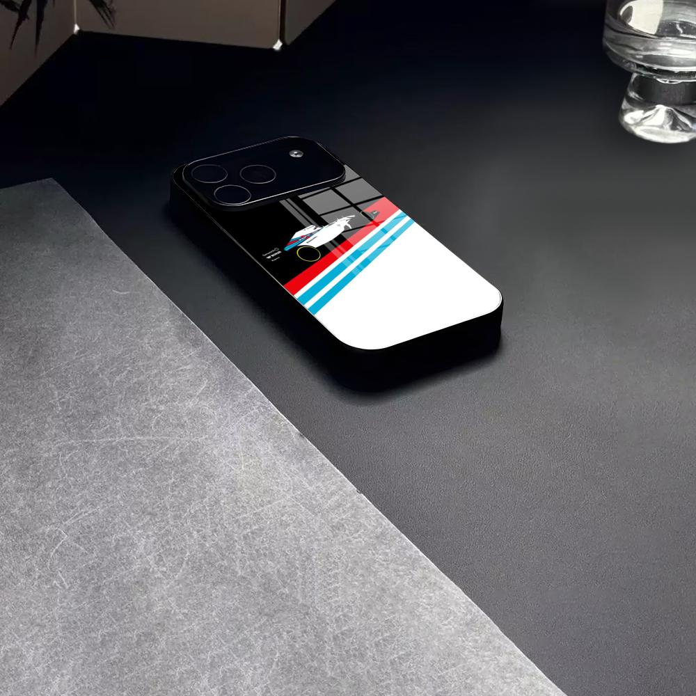 Martini Racing Horizontal Stripe Phone Case Tempered Glass For IPhone 17 15 16 14 12 13 11 Pro XS Max Plus Mini Cover