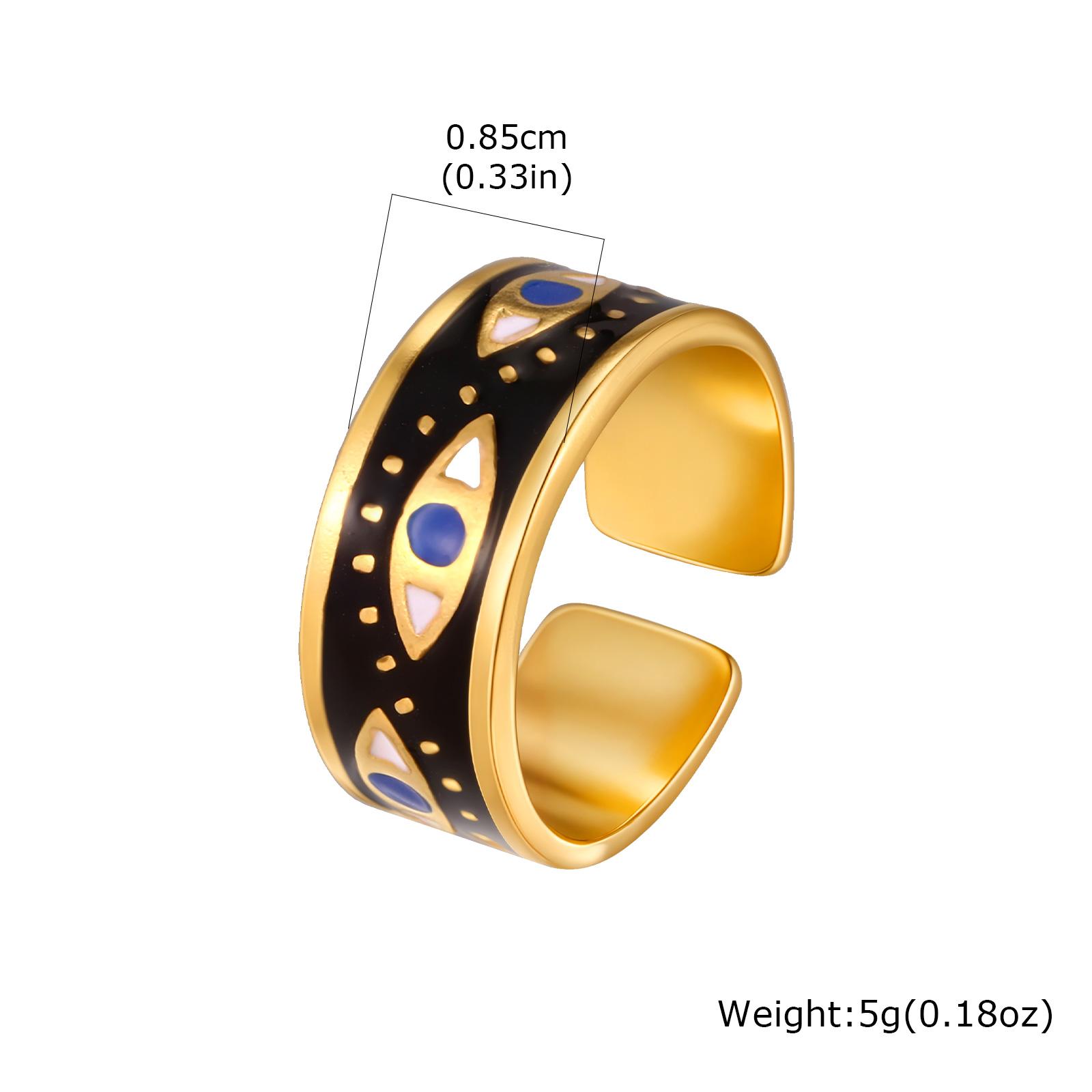

Vintage Turkish Lucky Evil Eye Ring for Women, Blue Demon Eye Stainless Steel Chunky Open Rings, Fashion Finger Jewelry Gift