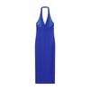 Women's Clothing Autumn New European and American Style Fashion Neck Collar Cross Design Midi Dress Women