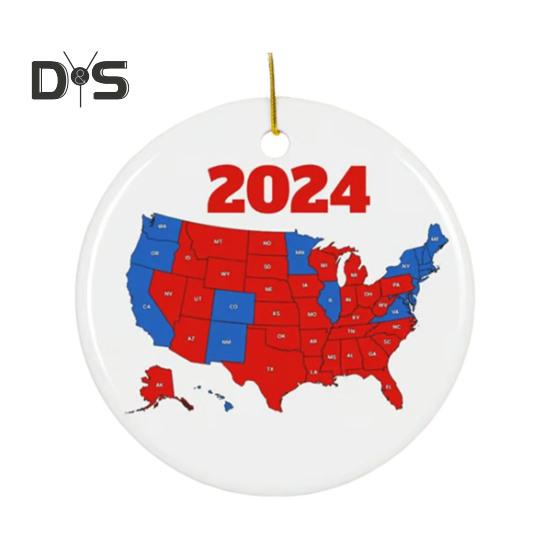 1/2/3/5 ks Ozdoba na prezidentské voľby v USA 2024 Výsledky volieb štátov USA Vianočná ozdoba na stromček Pamätná spomienka pre podporovateľa