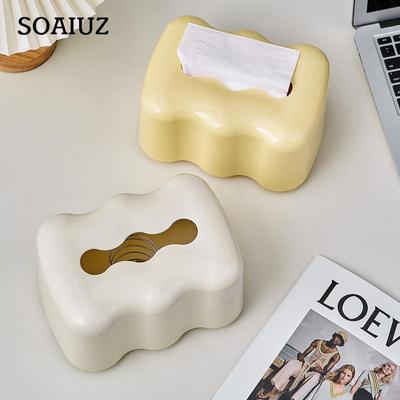 Nordic Dekorative Creme Farbe Desktop Tissue Box Dekor Wohnzimmer Esstisch Serviette Spender Tragbare Hause Auto Papier Halter