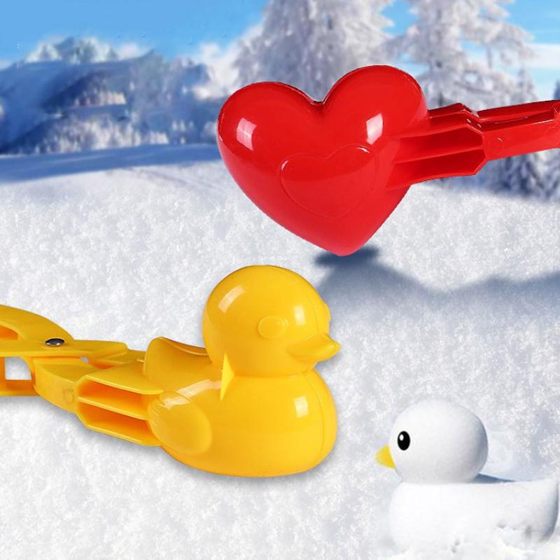 4Pcs Cute Bear Duck Dinosaur Snowball Clip Snow Clay Ball Maker Creative Snowballs Mold Snow Shovel For Kids Outdoor Sports Snow Toy