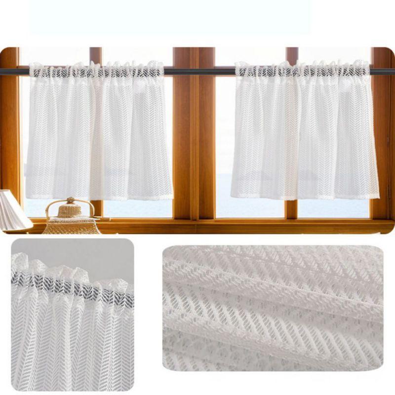 Lace Mesh Short Curtains White Decorative Curtains