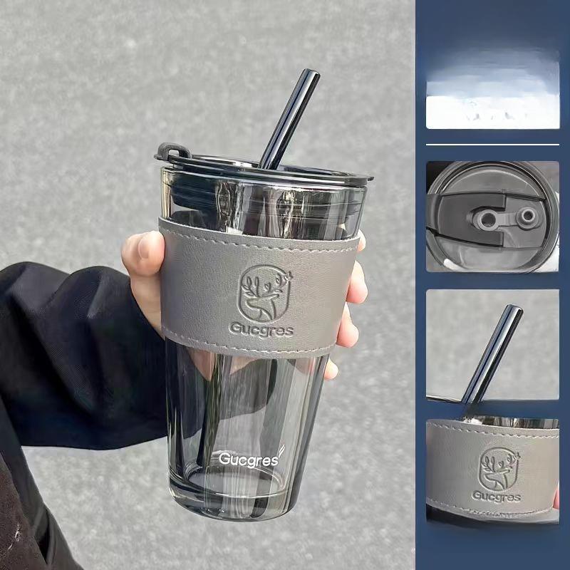 High Appearance Level Deer Cup Glass Water Cup Bamboo Joint Cup Coffee Beverage Straw Cup