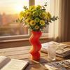 3D-gedruckte gestreifte Vase, unregelmäßig geschwungene Form, Kunstblumenbehälter, moderner DekorationsTopf für Trockenblumen, Heimtischdekoration