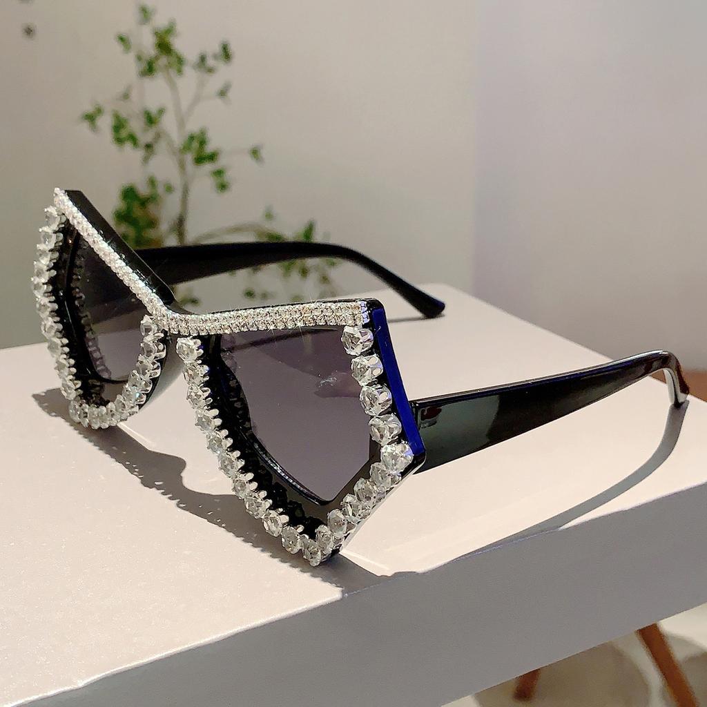 Luxury Crystal Shiny Shades Polygon Designer Gradient Women's Sunglasses Candy Color Decoration Ladies Sun Glasses