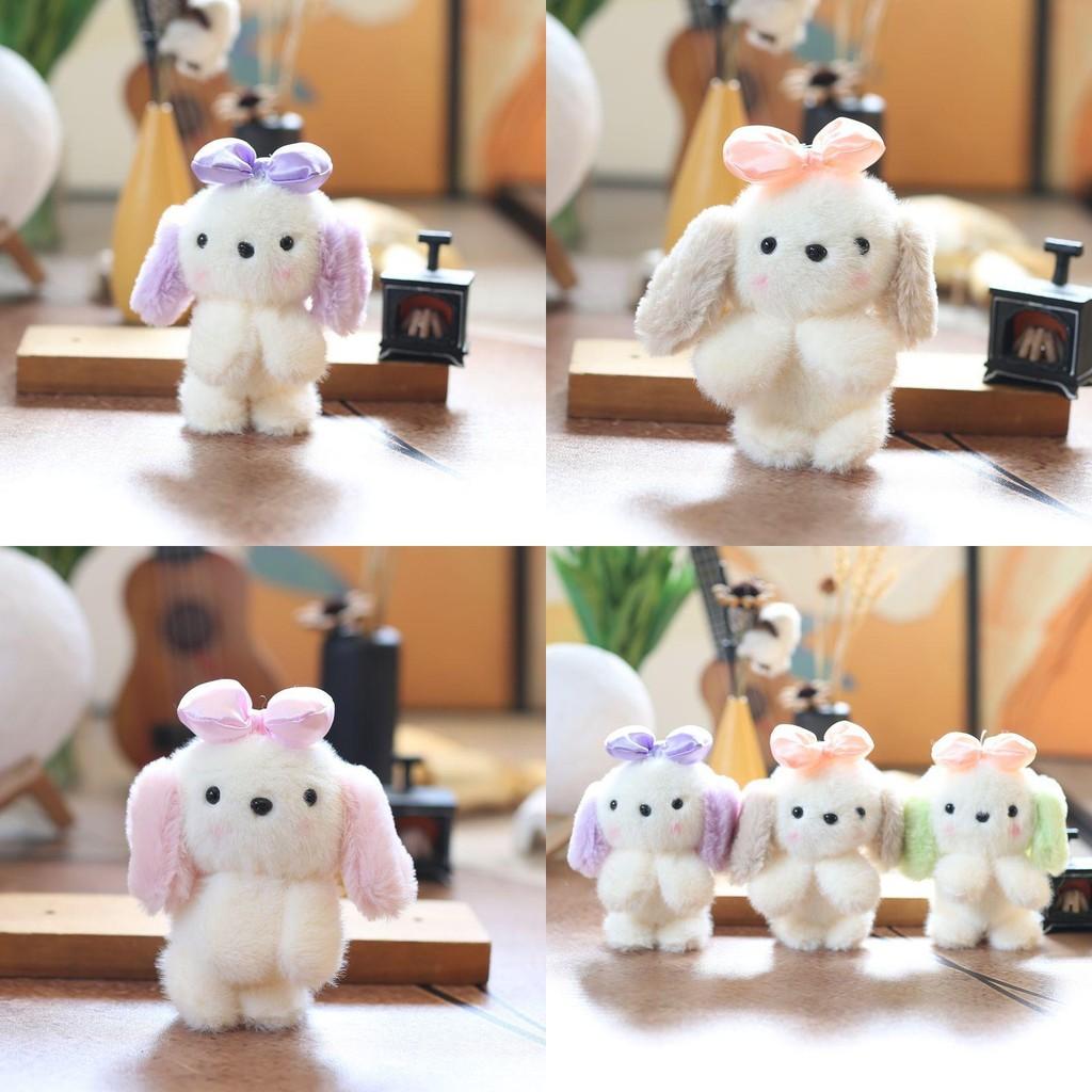 Puppy Plush Cute Keychain Bow Stuffed Animal Short Fur Gift For Teens Girls