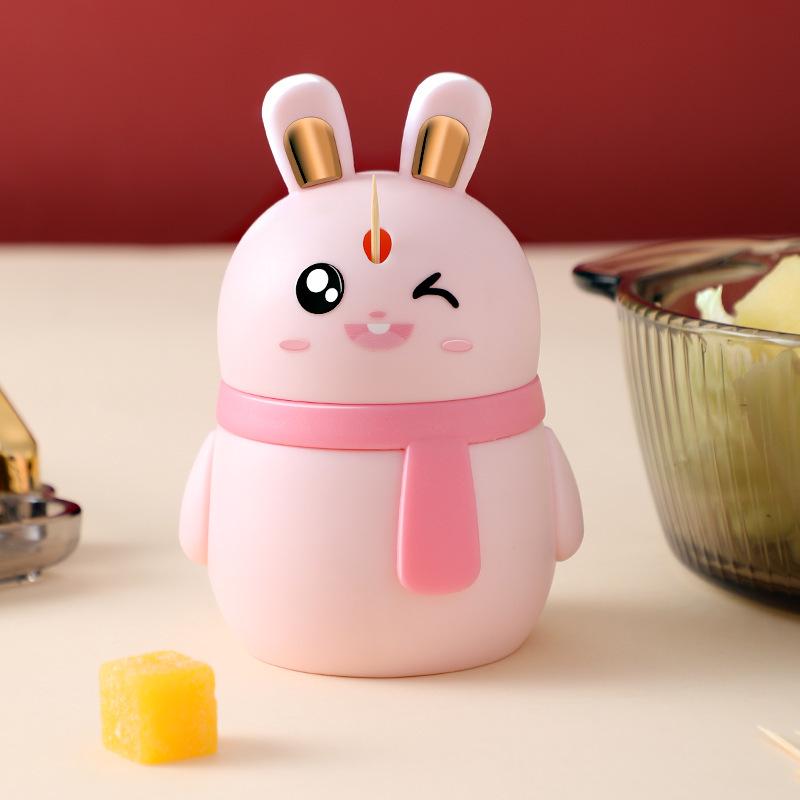Cartoon Automatic Press-Type Toothpick Box: High-Quality Plastic Storage & Dispenser