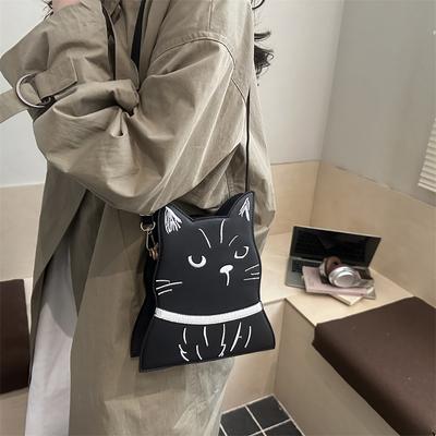 Fashi Kreative Persönlichkeit PU Katzenform Schultertaschen für Damen 2026 Neue Dunkle Serie Einzigartiges Design Super Coole Umhängetaschen