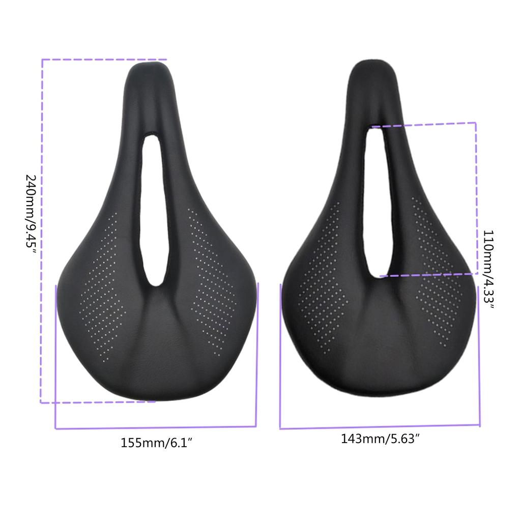 Leather Carbon Fiber Bike Seat Breathable Bike Saddle Cushion Shock Absorption Hollow Cycling Saddle Seats for Men Women