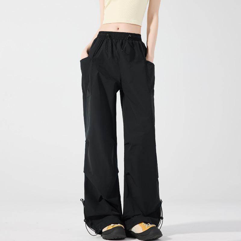 Pantaloni Traspiranti Impermeabili Colorati in Seta di Ghiaccio Asciugatura Rapida Gamba Larga Paracadute Ultraleggeri Antivento Protezione Solare per Donna