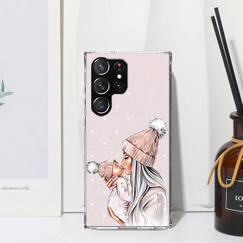 Mom Baby Girls Phone Case For Samsung Galaxy S26 S25 Edge S24 FE S23 S22 Ultra S21 Plus S20 + Art Fundas Back Cover Galaxy S24 S