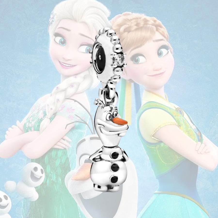 Gefrorener Olaf Schneewittchen Zauberspiegel Charm Anhänger Perlen Echte Originale Passend für Kupferarmband Halskette Perlen Für DIY Schmuck Damen Geschenk Wahl