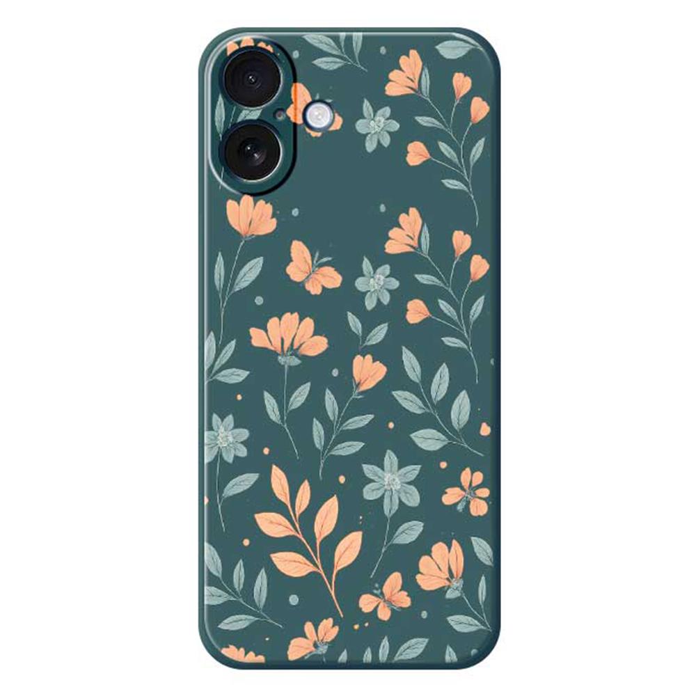 

For iPhone 17 Case Yellow Flowers Pattern Printing Straight Edge TPU Phone Back Cover Green