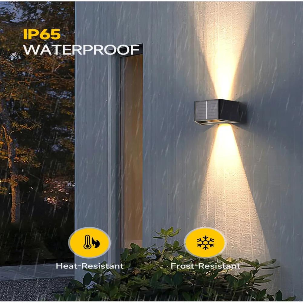 LED Solar Wandleuchte IP65 Wasserdicht 100 Lumen Auf- und Abwärts Beleuchten Solarlampe für Garten Veranda Garage Hof Tor