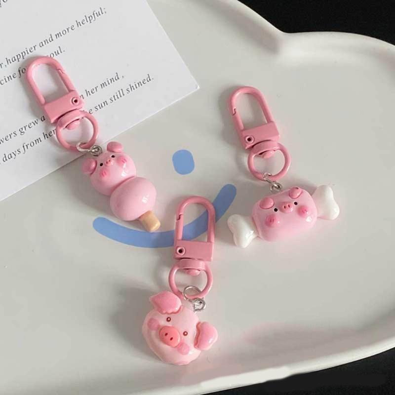 Pig Pendant Alloy Acrylic Material Long Lasting Use Animal Keychain for Bag