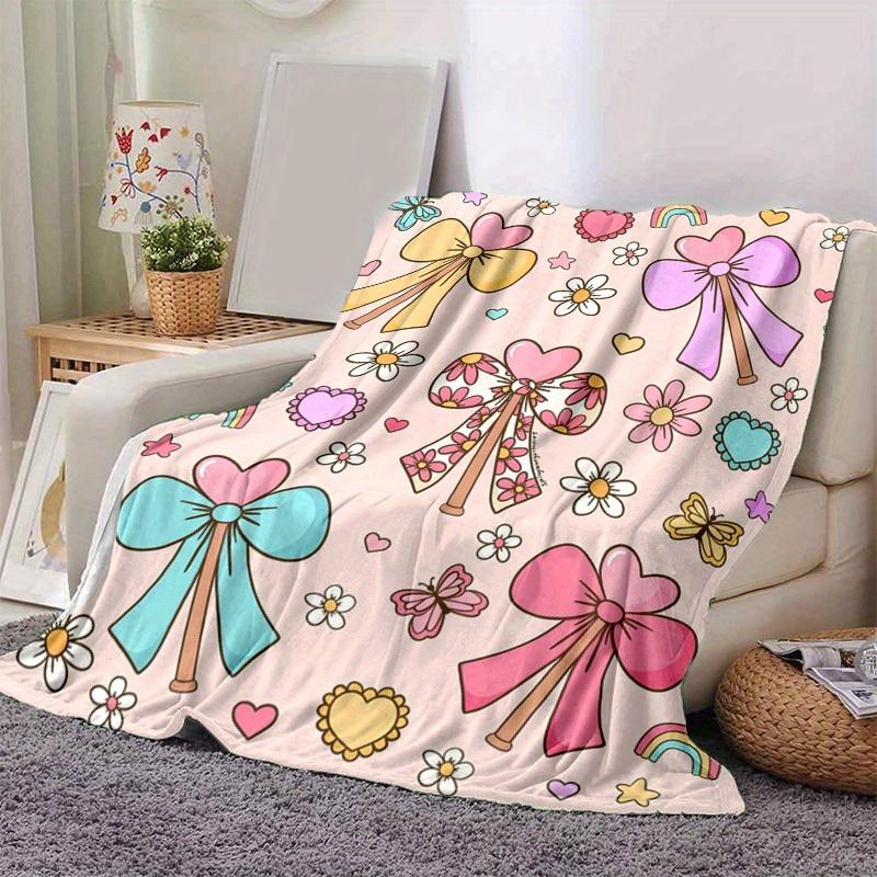 1pc. Cute Bowknot Heart Rainbow Flower Star Home Office Outdoor Blanket Gift for All Seasonsz041709