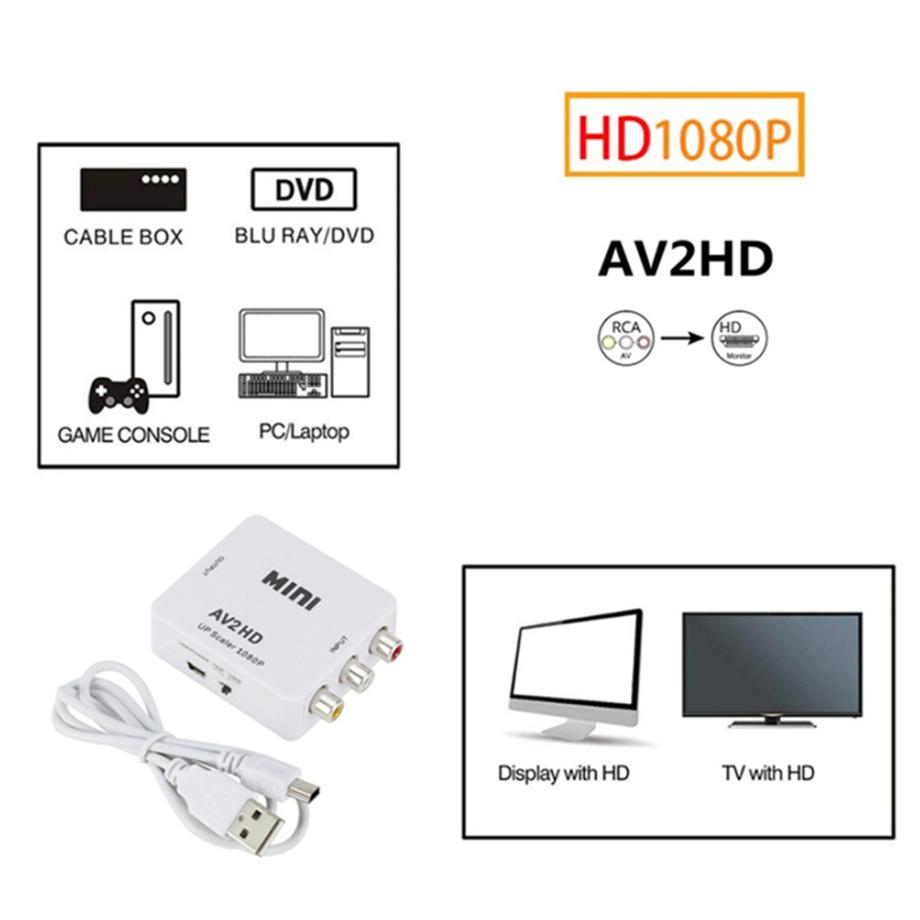 HD 1080P HDMI-compatible To RCA AV Composite Adapter Converter AV2HDMI AV2HDMI Audio Video Cable CVBS AV Adapter With USB Cable