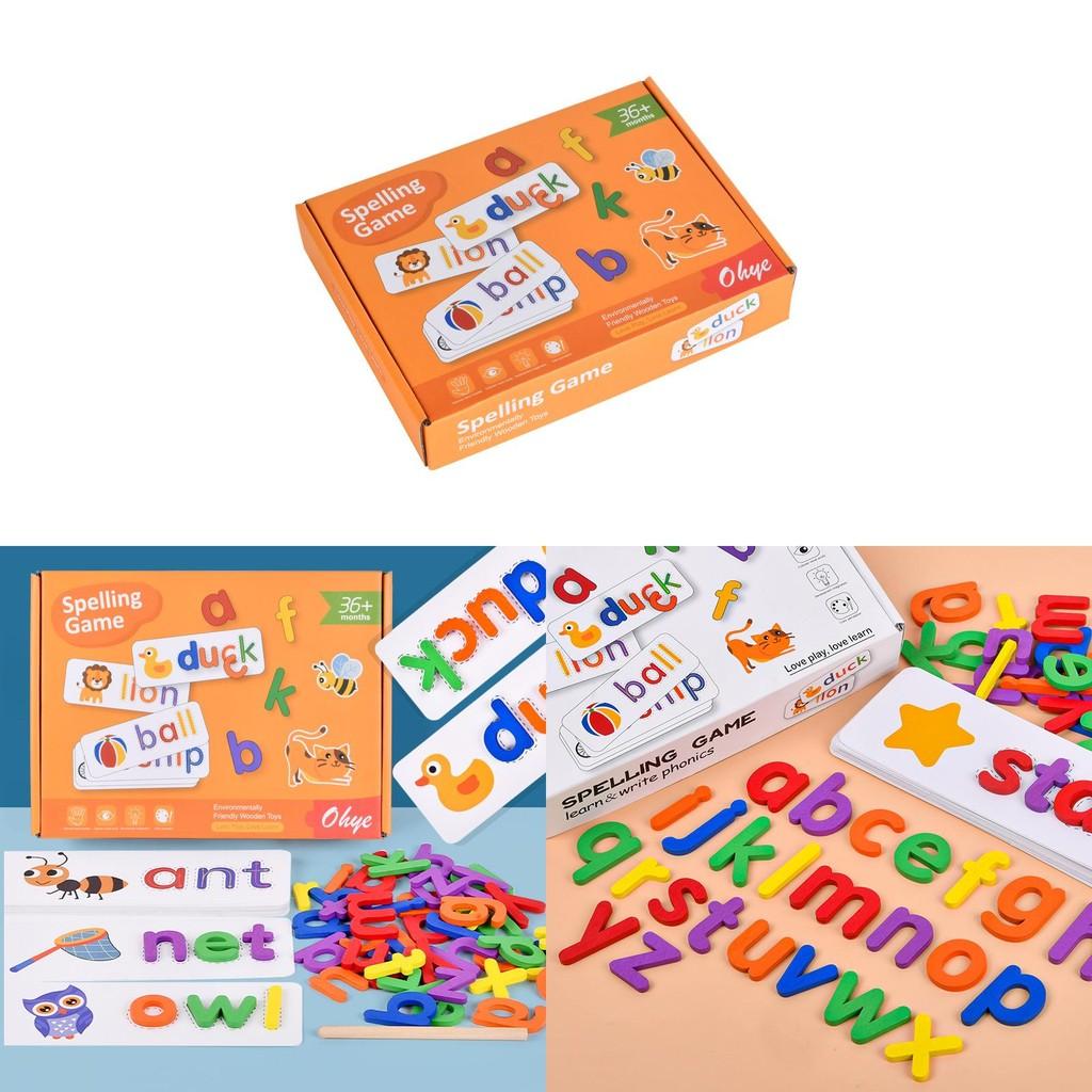 Wooden Alphabet Learning Cards For Kids Educational Toy With Diy Word Puzzle For Early Education