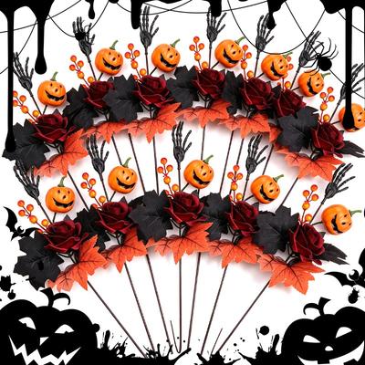 1/10x Horror Pumpkin Cutting Bouquet Halloween Ghost Festival Party Gift Halloween Themed Tabletop Decoration Flower Branch