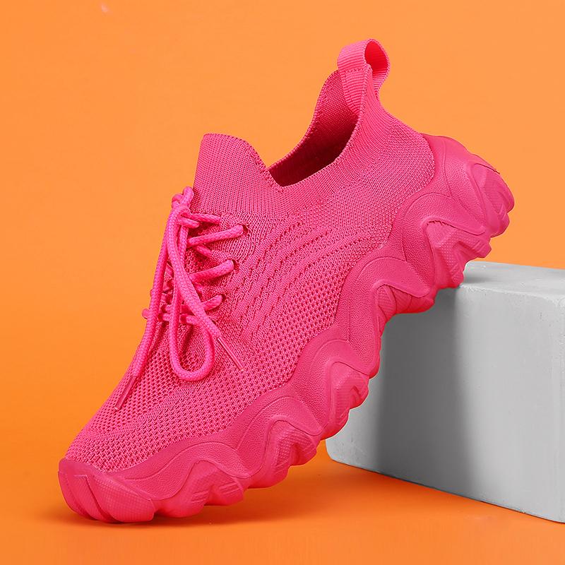 

Student Leisure Running Summer Fashion Anti Slip Mesh Breathable Sports Shoes Tennis Women Trend 2025 Women s Thick Soled Shoes 36 красный