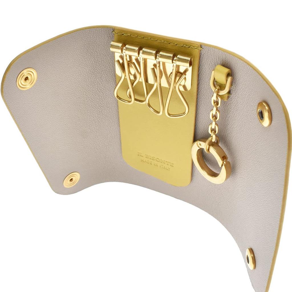 Ilbizonte Key Case 4 Rows Leather SKH115 Yellow KEY HOLDER ORGANIC VACCHETTA LEATHER PV0039 Oliva Key Ring Key Holder Genuine Leather Trifold Cowhide