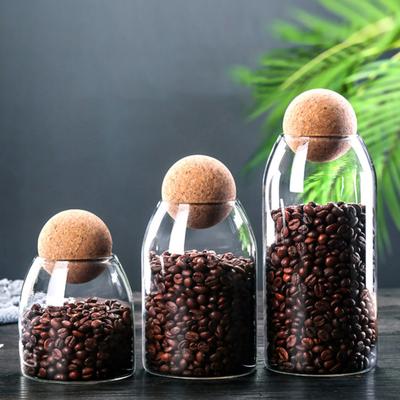 Storage Bottle Anti-deform Durable Waterproof Cork Stopper Bean Sugar Glass Jar for Coffee