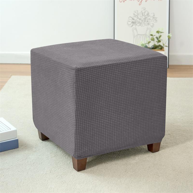 1PC Polar Fleece Ottoman Cover Elastic Square Footrest Cover Water Repellent Footstool Slipcover for Bedroom Party Hotel Decor