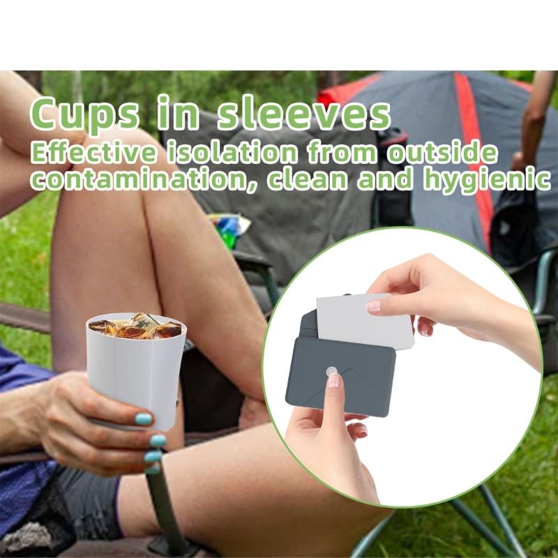 Outdoor Travel Folding Water Cup with Storage Bag Flexible Journey Container for Outdoor Camping Hiking