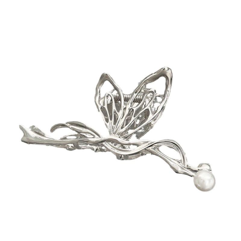 Pinza a morsetto in metallo ad alto livello con fiocco per capelli 2024 per donna: Pinza per Capelli a Forma di Squalo, Grande, Elegante, Stile Freddo, per la Nuca