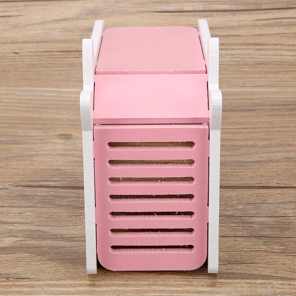 Wooden Hamster House Rest Nest Assembly Climbing Stairs Small Pet Exercise Playing Toy(Pink)