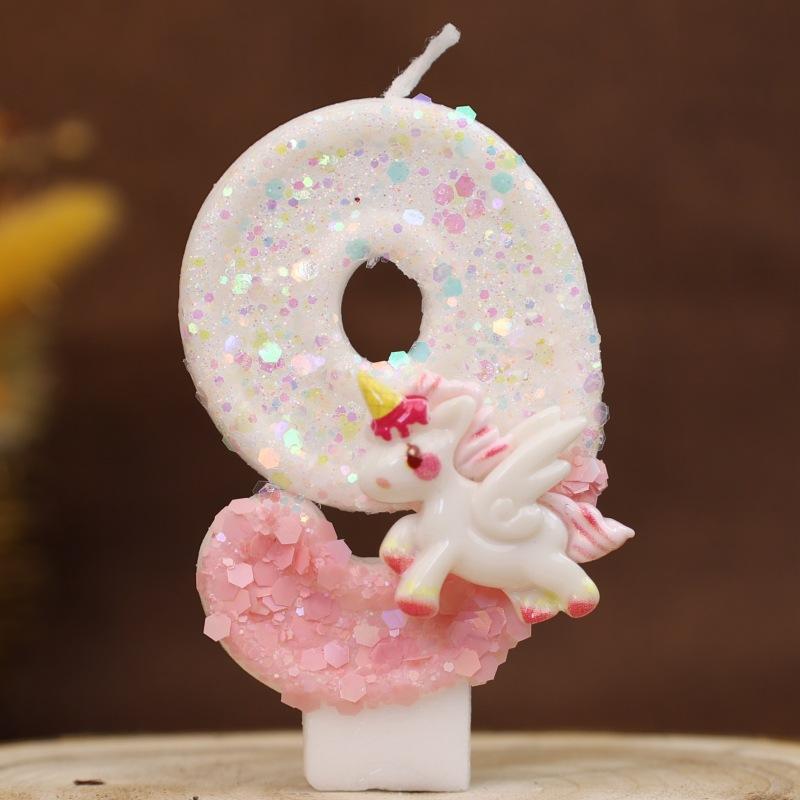 

Unicorn Birthday Number Candle 0-9 Number Cake Candle Decoration Party Decoration 9