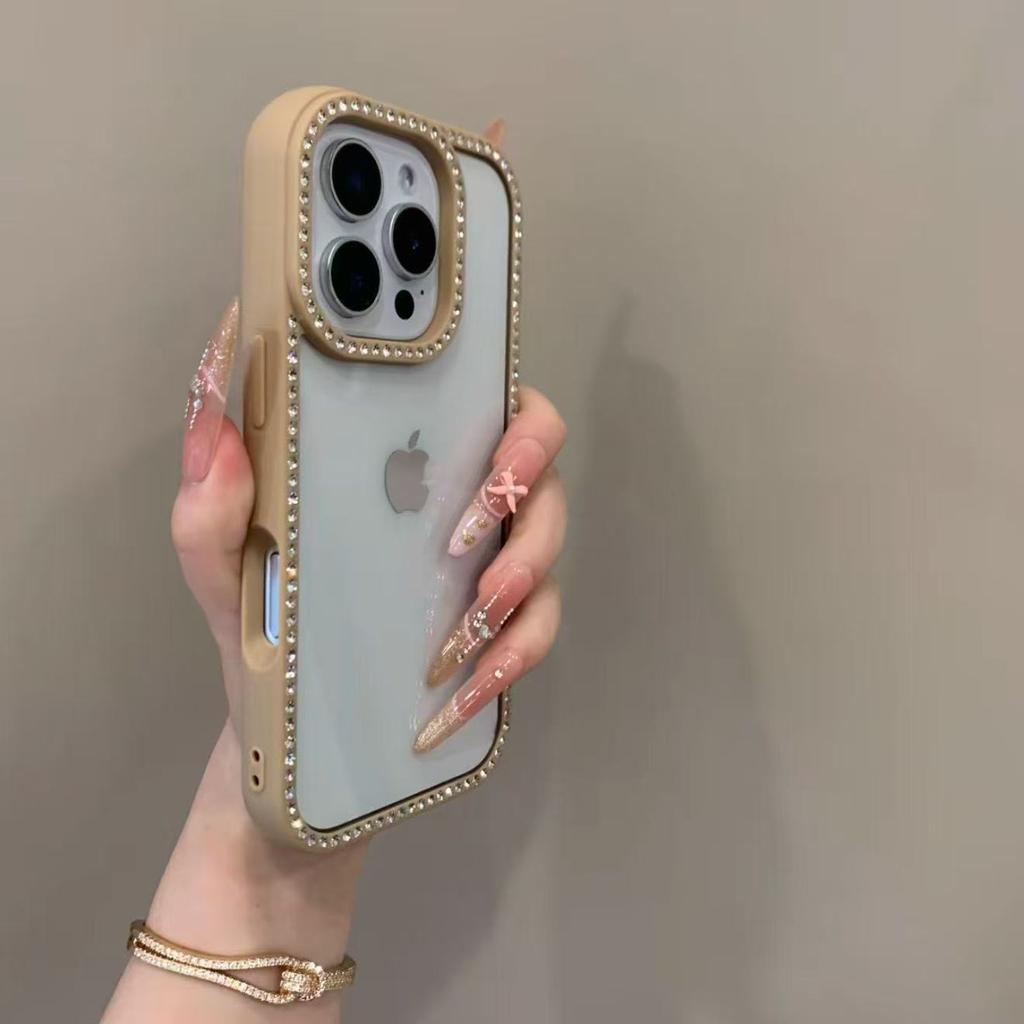 Bling Rhinestone Diamond Transparent Case For iPhone 17 16 15 14 13 12 11 ProMax Shockproof Protection Bumper Hard Acrylic Cover