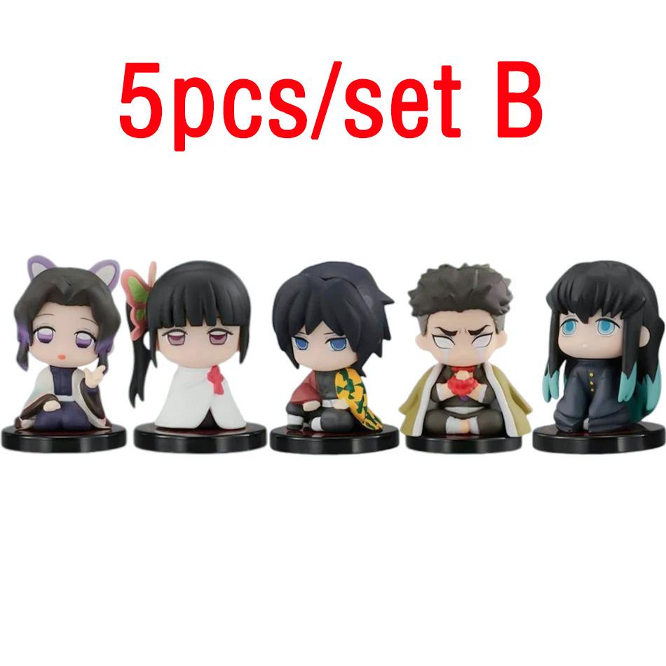 10Pcs Q Version Demon Slayer Sitting Figures Tanjiro Nezuko Inosuke Zenitsu Anime Character Model Toys Gift