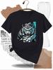 Tiger Stripe Print unisex T-Shirt - Tiger Graphic, Round Neck Casual Summer Tee Suitable for Outdoor Activities & Casual Attire - Male Streetwear Esse
