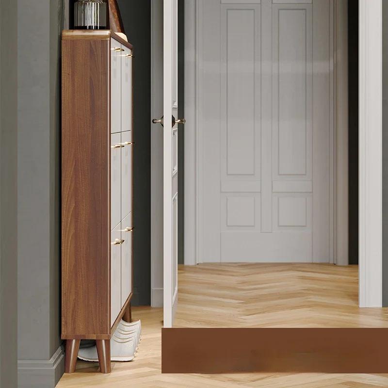 Ultra-thin Tipping Shoe Rack – Light Luxury Small Apartment Entrance Cabinet, Living Room Shoe Shelf Furniture
