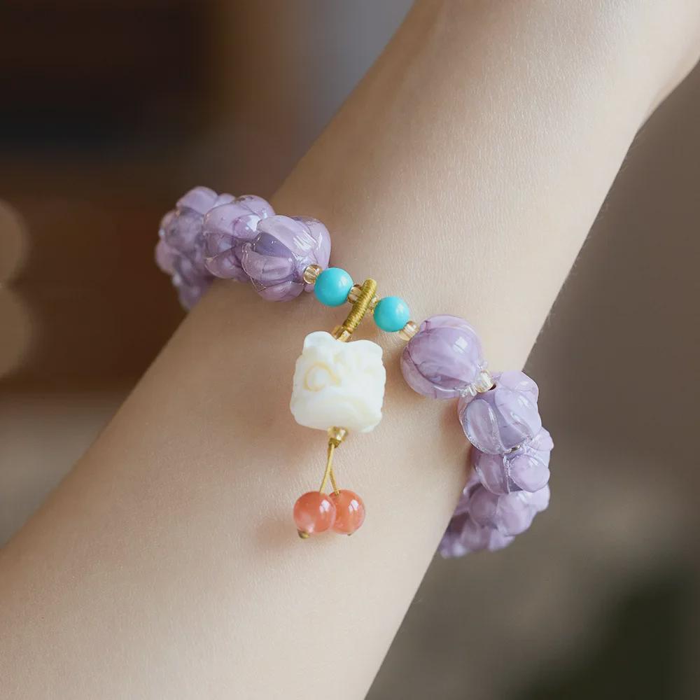 Temple-Style Fluorite Lion Bracelet - Ethnic Design for Women