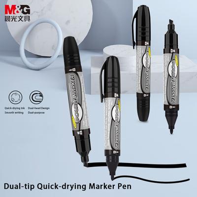 M&G 3/6/12 Pcs Dual-tip Marker Pen 3mm/0.8mm Quick-Drying Ink Black Red Ink For Paper Wooden Glass   Ceramic Plastic Items