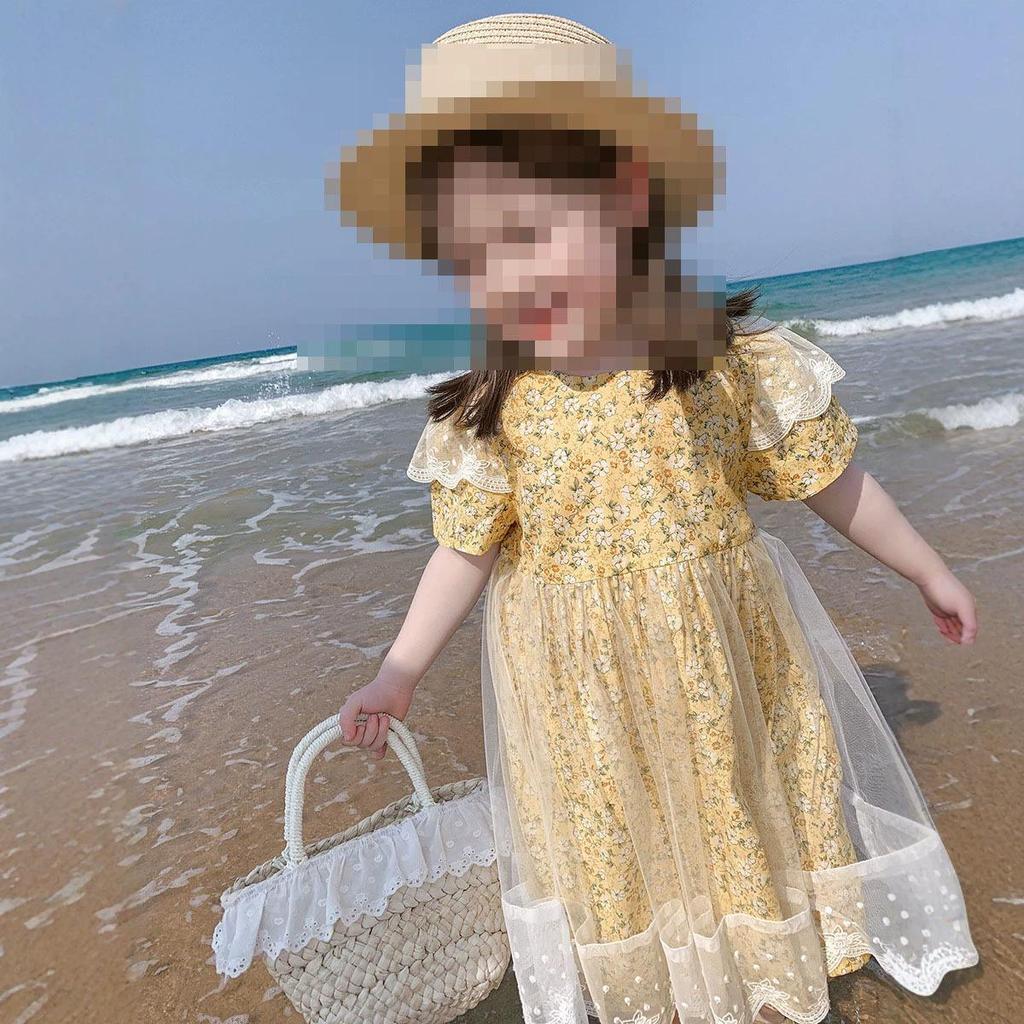 Koreanisches schickes Mädchen-Blumen-Netz-Prinzessinnenkleid - Sommerkollektion 2026.