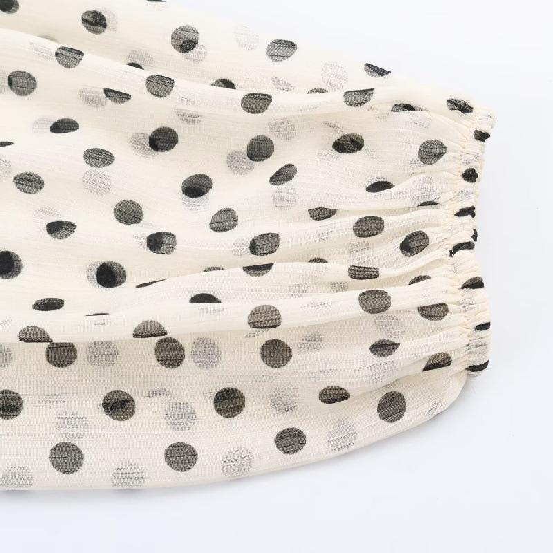 Women's Fashion: European and American Style Polka Dot Casual Loose Long Sleeve Shirt