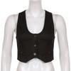 Gothic Fashion vintage Jacket Vest Solid Aesthetic Vintage Slim Button Streetwear Chic Vest Tops Sleeveless Casual Tanks Cropped