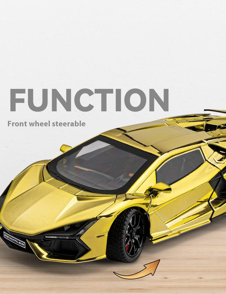 1:24 Lamborghini Revuelto Spray Plating Version With Water Spray, Fog Effect Realistic Simulation Alloy Model Boy Gift