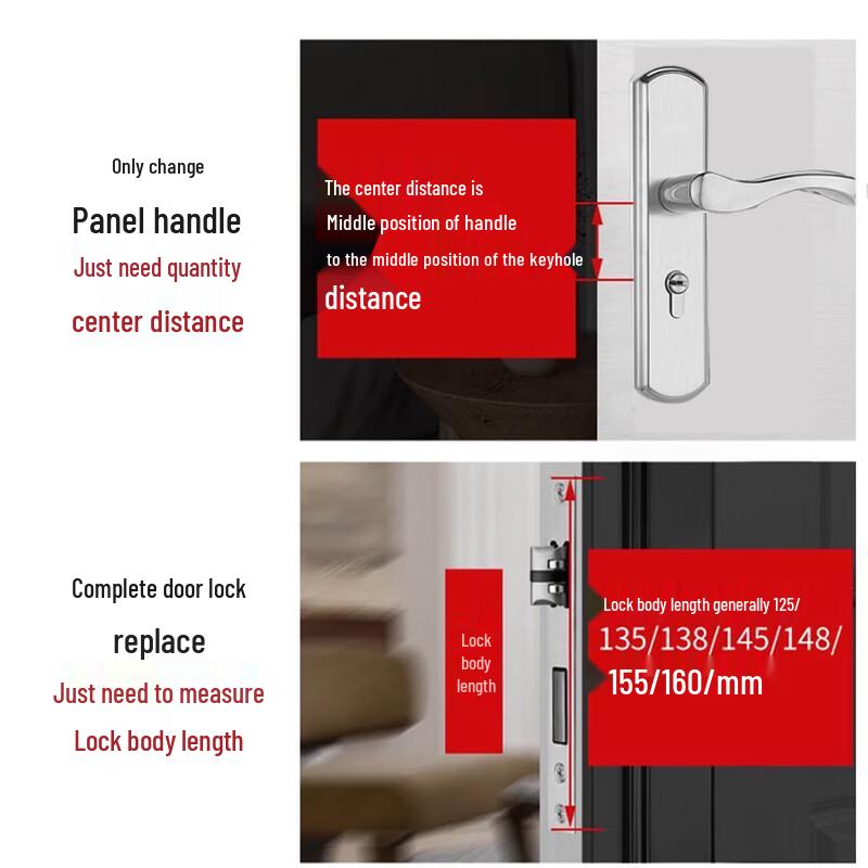 AJ-S255 Stainless Steel Universal Indoor Door Lock with Adjustable Hole Distance