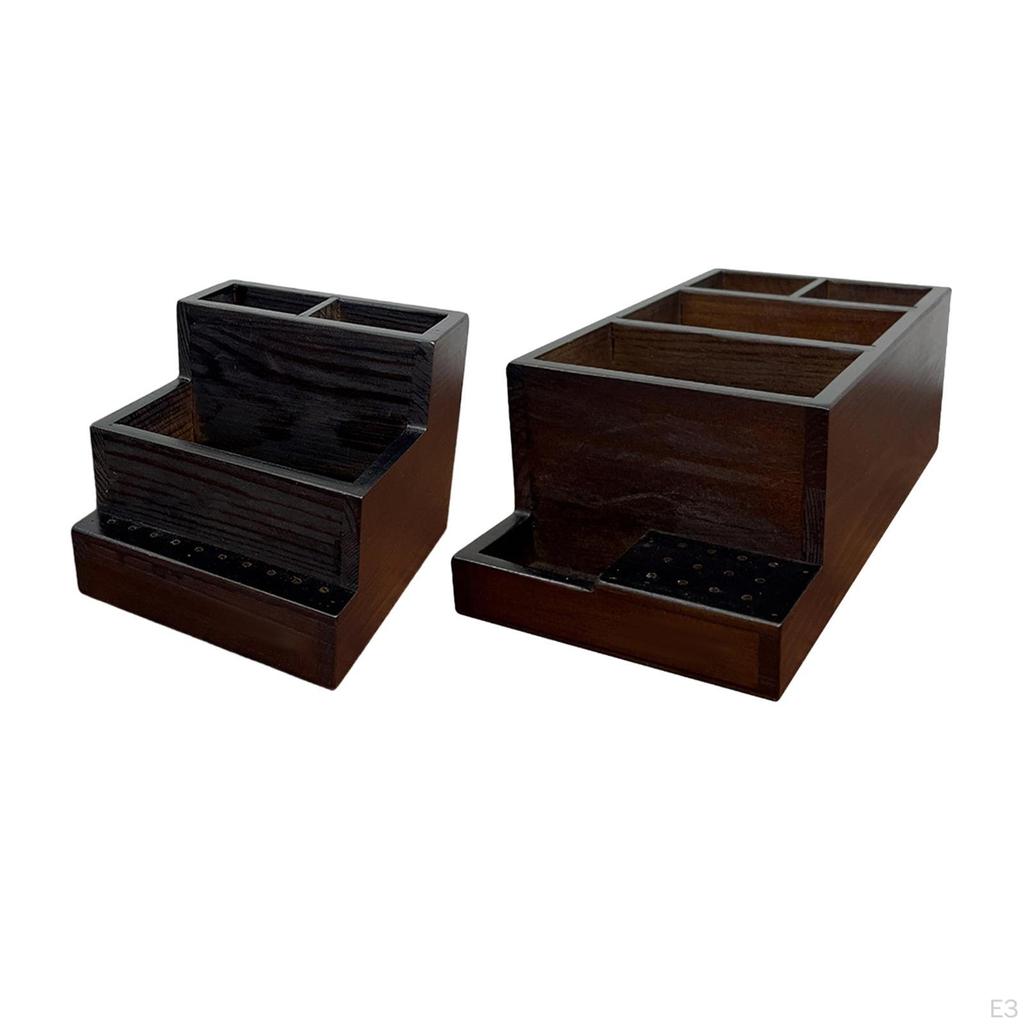 Nail Drill Holder Box Manicure Storage Wooden Tool for Salon